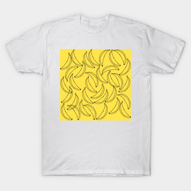 Cute Bananas Pattern on Yellow Background T-Shirt by kapotka